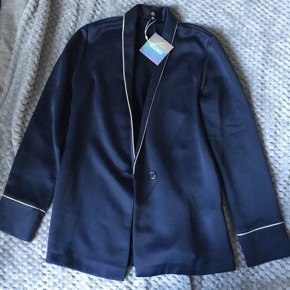 Small Missguided Silk Navy Blazer